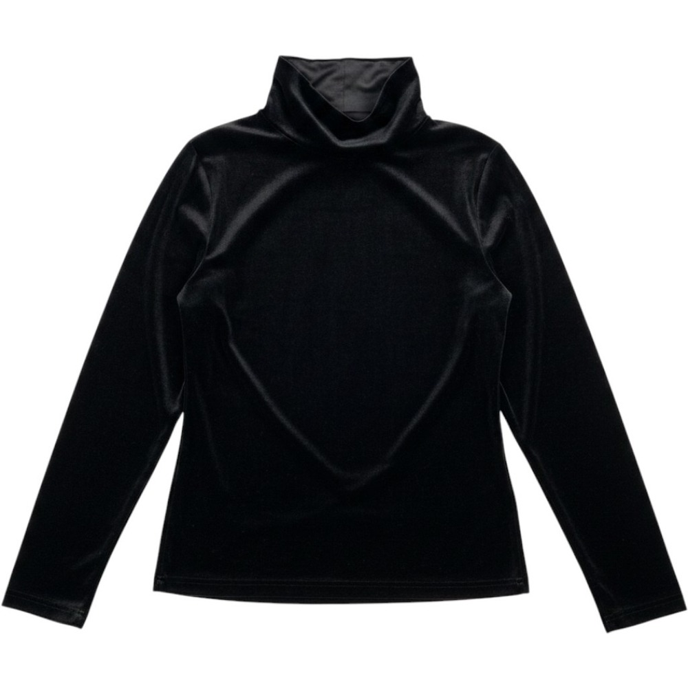 Sno Skins Womens L Velvet Mock Neck Top Black Apres Ski Snow Bunny Soft Goth